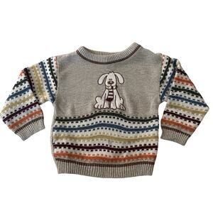 Vintage Dog Graphic Knit Sweater Toddler 3T Cozy Fair Isle Preppy Pullover